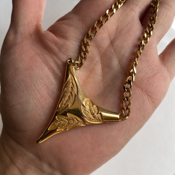 Vintage GIVENCHY chain necklace / gold leaves collar necklace - Picture 13 of 16